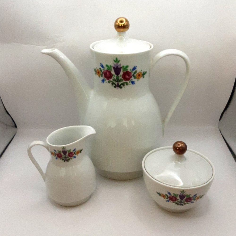 Vintage Westerling Bavaria China Coffee/Tea Pot, Sugar & Creamer Set